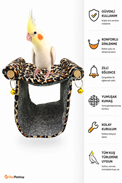 ozzipetshop Sultan Papağanı Oyun Alanı Çift Katlı Tünekli Yatak Papağan Oyun ...