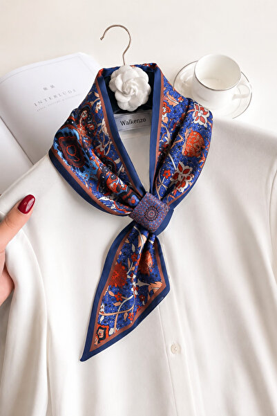 Walkenzo Lumina Ethnic Floral Patterned Silky Textured Women's Tie Scarf – Ne...