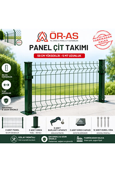 ÖR-AS TEL ÖRGÜ & PANEL ÇİT SİSTEMLERİ 50'Lik Panel Çit Takım  5 Mt + 1 direk ...