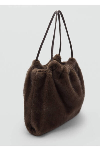 MANGO Woman Fur-Like Shoulder Bag