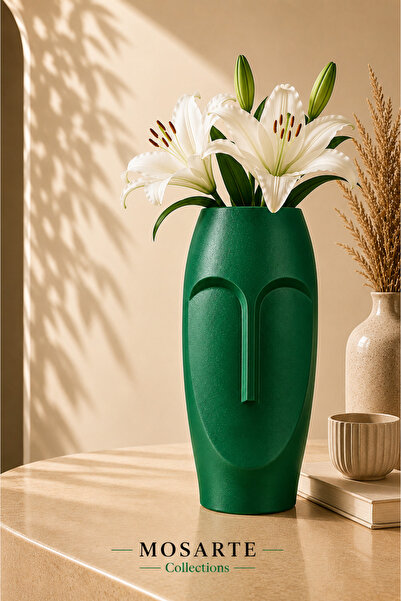 Mosarte Stoneface Series Minimalist Abstract Face Vase / Sculpture – Modern D...
