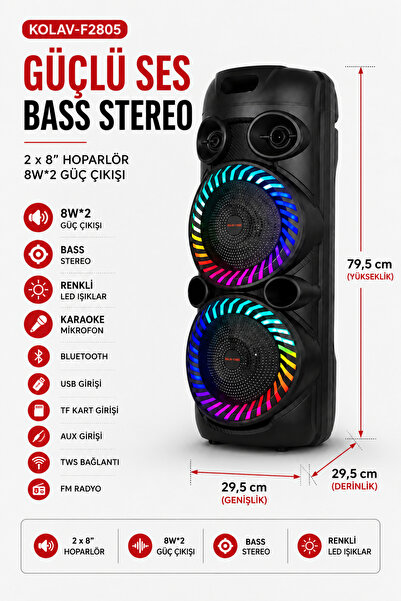 JNUOBI KOLAV F2805 BÜYÜK BOY HOPARLÖR SPEAKER SES BOMBASI 40W TAŞINABİLİR HOP...