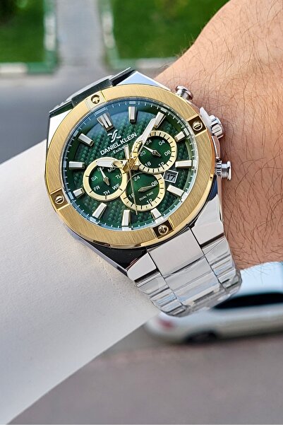 Daniel Klein Kadranı Yeşil Kordonu Gümüş Renk 46,5 Mm Hediye Paketli Erkek Ko...
