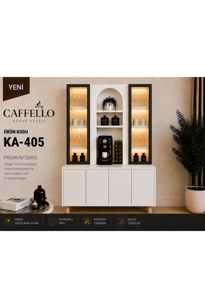 VM VERTEX MOBİLYA Caffello Kahve Köşesi Beyaz