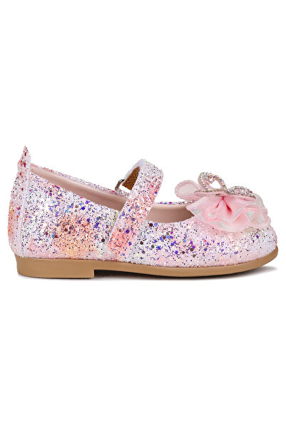 Kiko Kids Zoe Cırtlı Taşlı Fiyonk Kız Bebek / Çocuk Babet Ayakkabı