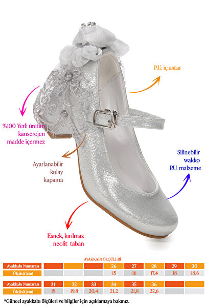 Kiko Kids Cara Vakko Günlük Kız Çocuk 4 Cm Topuklu Abiye Ayakkabı