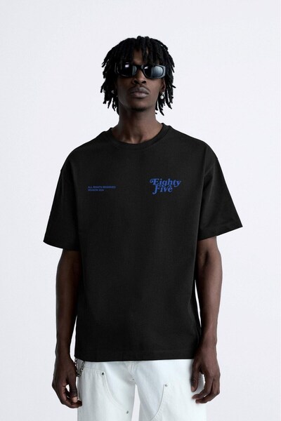 The Champ Clothing The Champ Bisiklet Yaka Eighty Five Yazılı Oversize Siyah ...