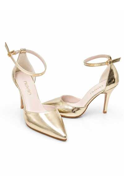 nuvilo Gold Gold 8.5 cm Arched Pointed Toe Stiletto Thin Heel Women's Shoes