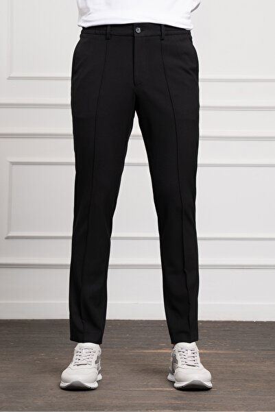 Morven Pantaloni negri slim fit pentru bărbați, elastici