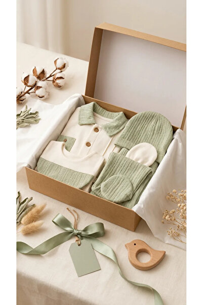 babyist Babynova premium 5-piece newborn set - 100% cotton khaki ecru hospita...
