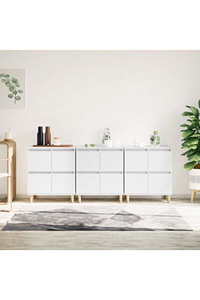 Concept Servante, 3 buc, alb, 60x35x70 cm, lemn prelucrat