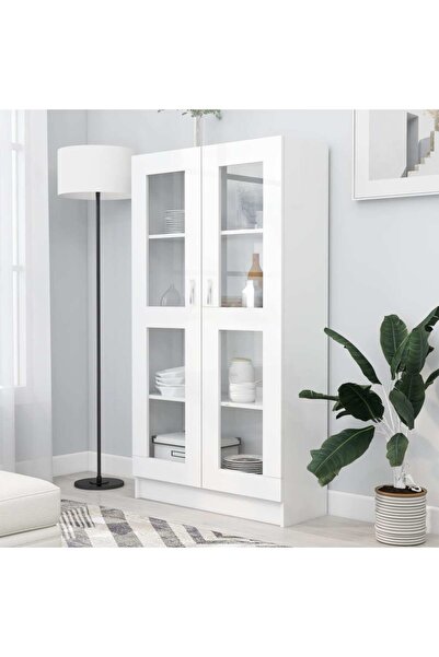 Concept Dulap cu vitrină, alb, 82,5 x 30,5 x 150 cm, PAL