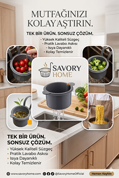 RED KİTCHEN Altı açılabilen çöp süzgeci yemek atık süzgeci lavabo süzgeci mutfak evye süzgeci asılabilir süzgec