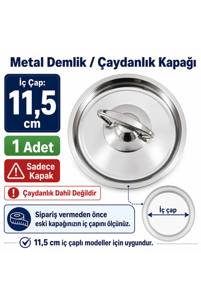 esdekor Metal Demlik Çaydanlık Kapağı 11,5 cm İç Çap 1 Adet Yedek Kapak