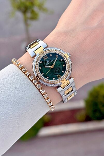 Daniel Klein Dial Green Strap Gold Gray Color Same as in the Image 32 mm Wome...