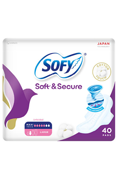 sofy Soft & Secure Maxi Compressed Feminine Pads with Wings, Large Size, 30 P...
