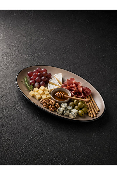 SUUFLEHMWR Simple Gold Oval Sunum Tabak 29 Cm