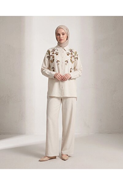 BURRASCA Embroidered Stone Linen Suit