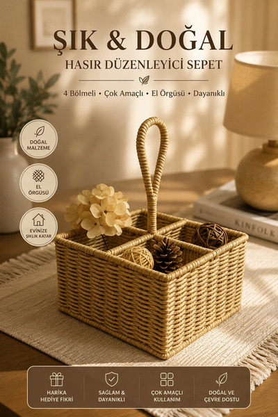 YzHome 4-određeni viseći organizator od ratana, košara za organizaciju 29*18cm