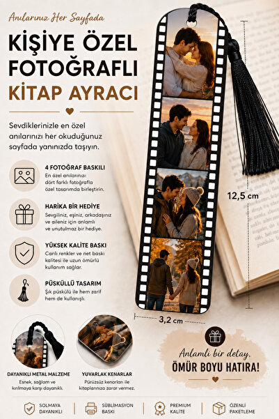 umurcraft Kitap Ayracı Kişiye Özel 4 Fotoğraflı (METAL)