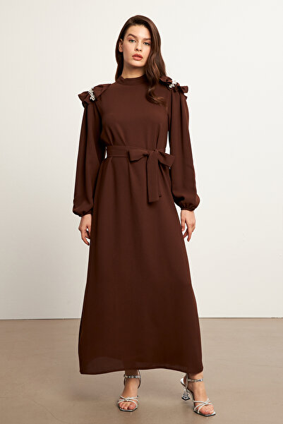 VAVİNOR Layla Accessory Dress - Brown