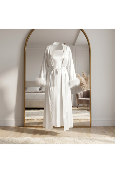 Lady Lingerie Women's Satin Nightgown and Robe Set 2 Pieces Slip Dress+Robe G...