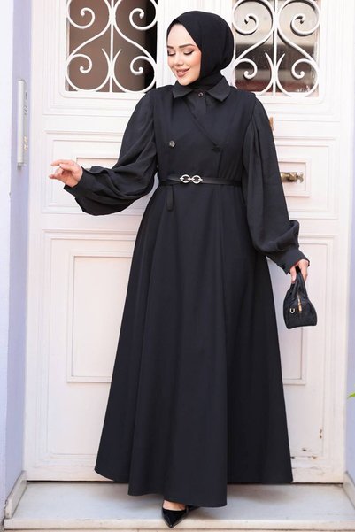 N.S NEVA STYLE Black Hijab Gilet Dress 30284S