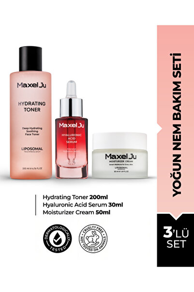 MAXEL JU Hydrating Toner (200 ML) Hyaluronic Acid Serum (30 ML) Moistruzer Cr...