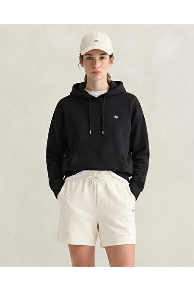Gant Kadın Siyah Relaxed Fit Kapüşonlu Sweatshirt