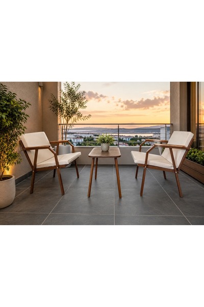 Dekoroom's VİENTO 1-1 BAHÇE BALKON MOBİLYASI,KAHVE İSKELET