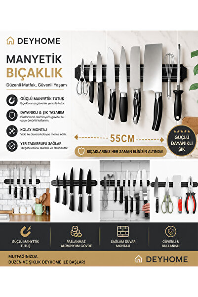 DEYHOME Magnetic Knife Rack Knife Holder Knife Organizer Knife Block 55cm