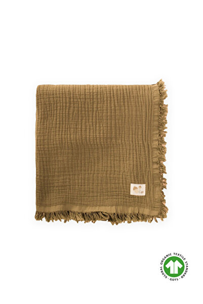 Cigit Four Layer Tasseled Organic Muslin Blanket 80X120 cm Mustard Yellow
