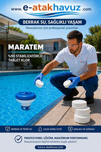 Maratem e-atakhavuz - M802 %90 1kg (5adet x200gr) Havuz Tablet Dezenfektan Klor