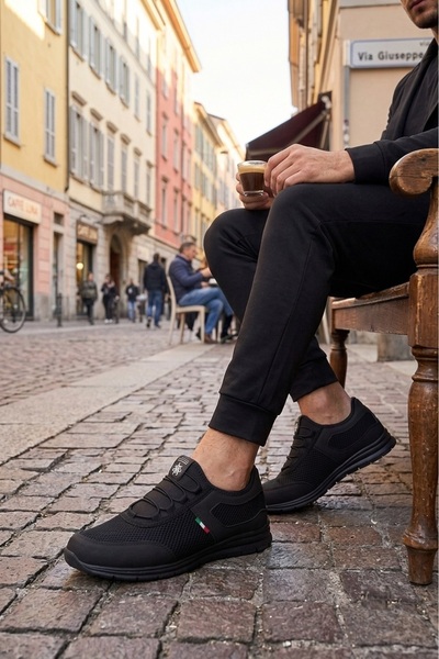 Vojo 4359 Comfort Sole Laceless Anorak Pantofi sport pentru bărbați, negri