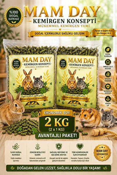 Mam Day Premium Yonca Peleti Kemirgen Yemi Tavşan, Chinchilla, Ginepig, Hamst...