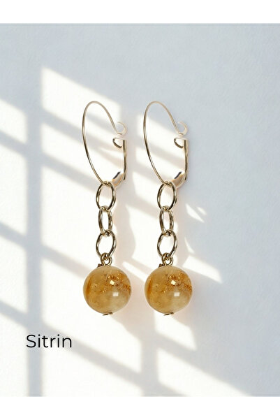 ayrestyle Natural Stone Dangle Women's Earrings 10 mm Hoop Silver Color 4-5 c...