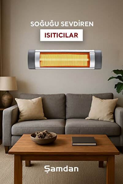 Şamdan Ikiz 3000W Infrared Isıtıcı – Siyah Elektrikli Güçlü Panel Isıtıcı