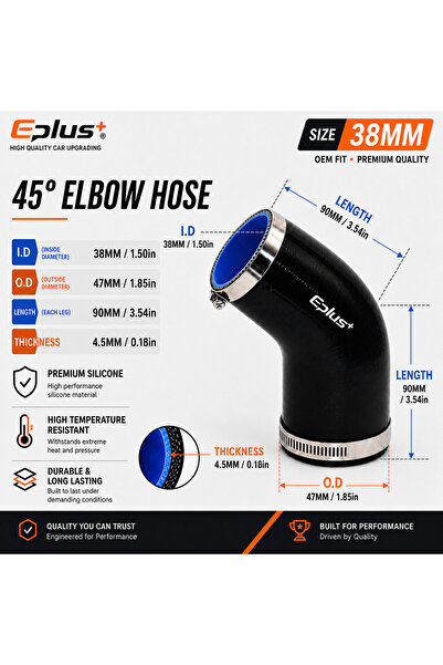 choice2 ID 38MM Silica Gel Tube Universal Silicone Tubing Hose 45 Degrees Con...