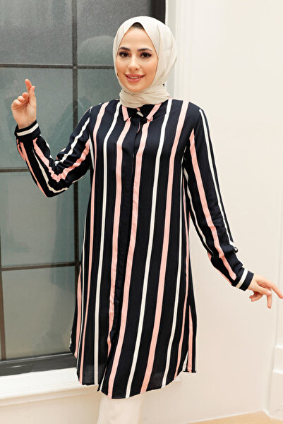 Neva Style Райена тъмносиня скромна туника от вискоза 11584L