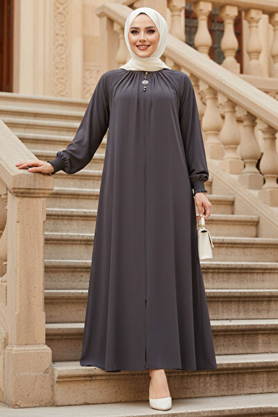 Neva Style Ferace negru cu fermoar, stil hijab 45293FU