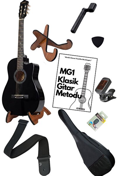 Maske Müzik Mg1bk Siyah Klasik Gitar Seti (TUNER STAND KILIF PENA HEDİYELİ)