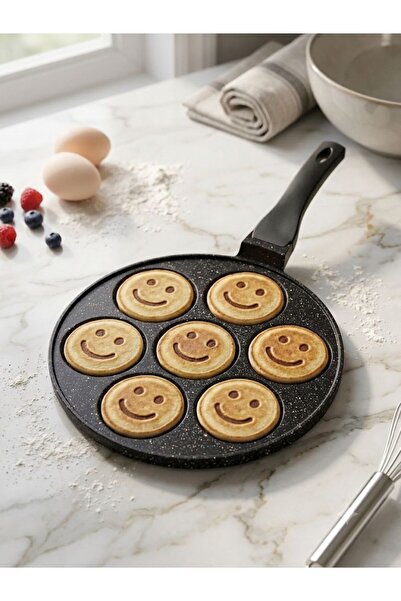 ADA Granit Yüz Emojili Pankek Tava 28 cm Döküm Granit