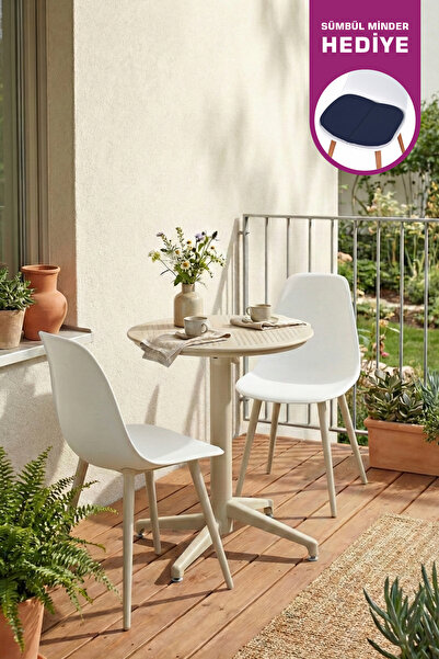 VİLİNZE Tilia Plastik Bahçe Balkon Bistro Seti Katlanır Masa 60*60 cm