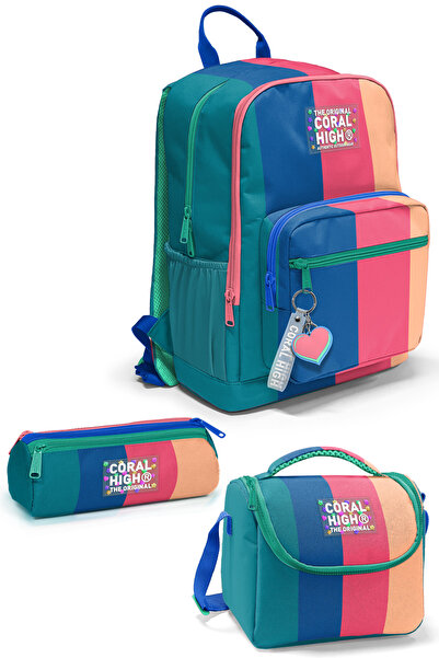 Coral High طقم حقائب مدرسية مخططة ملونة مكونة من 3 قطع SET0123679