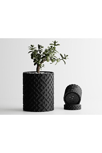 Sani Ghiveci decorativ Sani, Nevada, mic 81 x 81 x 102 mm, Negru mat