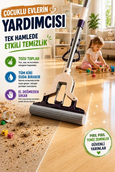 VENON 1 YEDEK SÜNGER HEDİYELİ || Kendinden Sıkmalı Kelebek Mop 💧 Banyo Temizlik En İyisi Sünger Mop Temizlik Seti Ev Silme Mopu Kıl Tüy Toplatıcı Banyo Kıl Toplama Temizlik Gereçleri Ev Temizlik Paspas