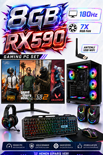 Dmc N25 (PUBG,GTA 5) İ5 6500,16GB DDR4 RAM,512GB M2 SSD,8GB RX590,24'' 180hz ...