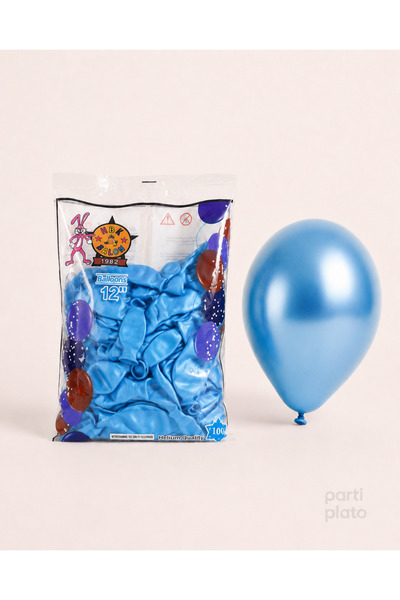 HBK Balon بالون معدني مقاس 12 بوصة Hbk أزرق فاتح 100 قطعة