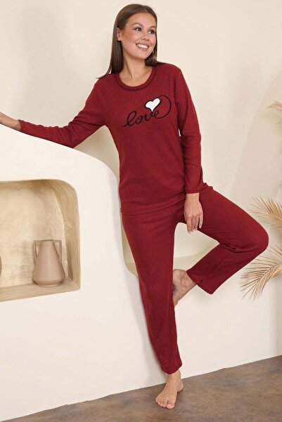 Fulla Moda Love Embroidered Plus Size Pajama Set