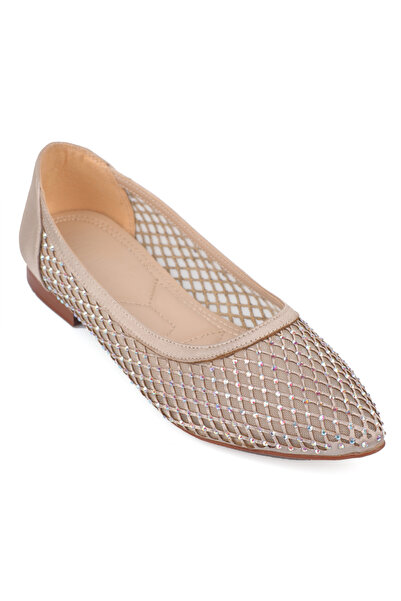 Capone Outfitters Kathlene Pointed Toe Stoned Mesh Women's Wedding Ballerinas
